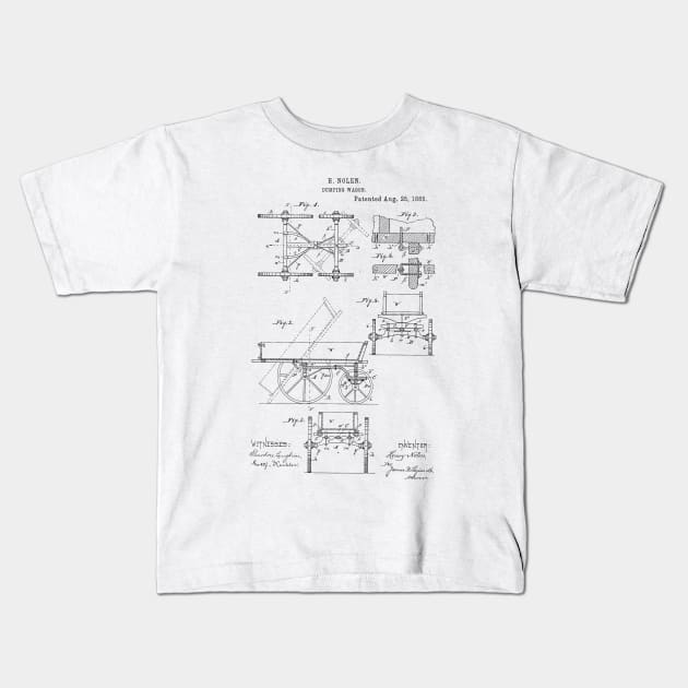 Dumping Wagon Vintage Patent Hand Drawing Kids T-Shirt by TheYoungDesigns